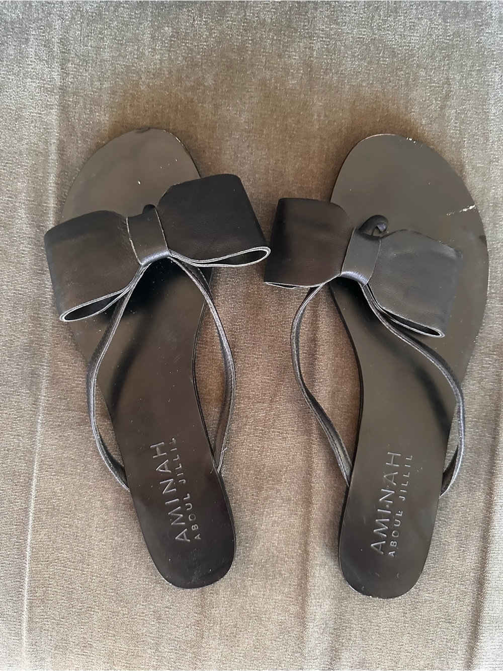 Aminah Abdul Jillil Black Oversized Bow Flat Sandals